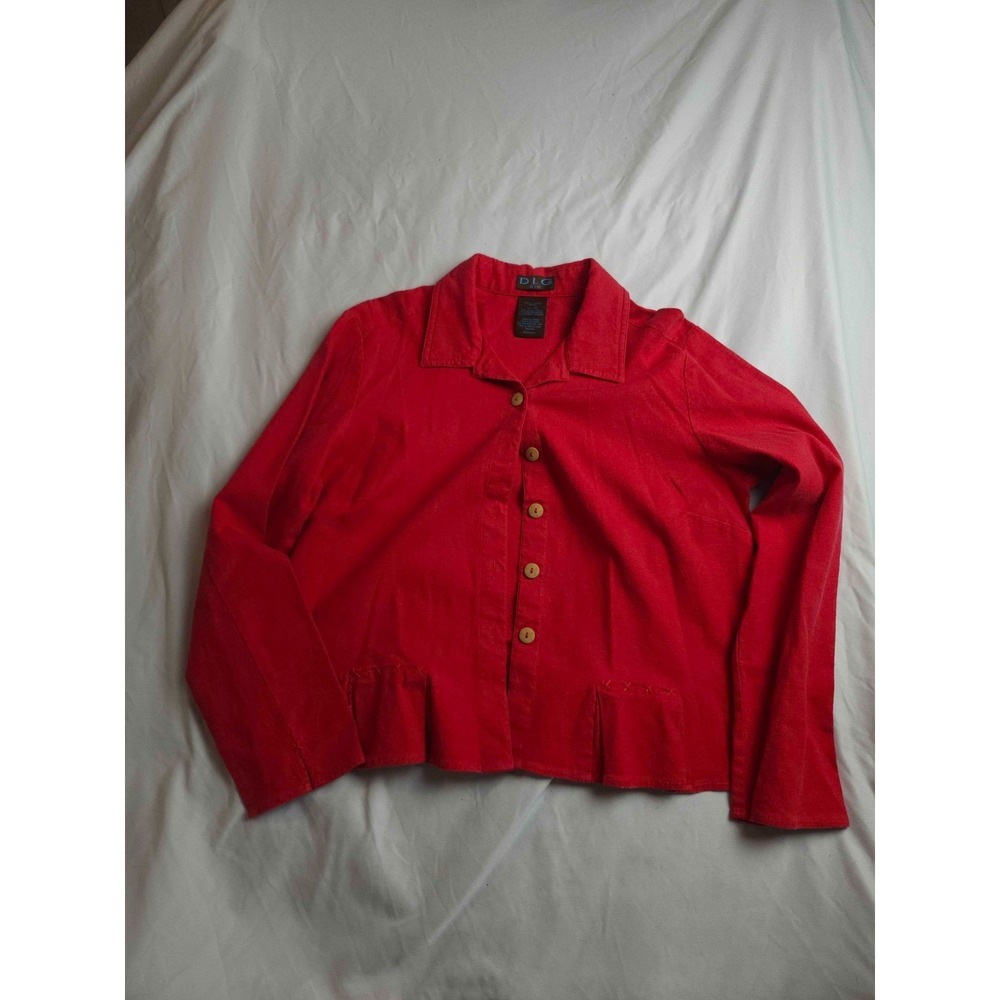 Vintage 90s DLG Button Up Womens Size 10P Red Minimalist Art Teacher Grandmacore